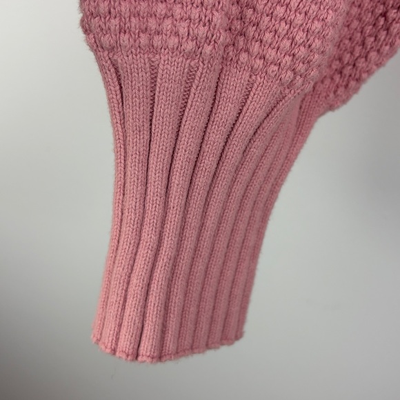 Free People Beach Cotton Knit Cardigan Sweater Pink Oversized Large Tiny Flaw - Picture 8 of 15